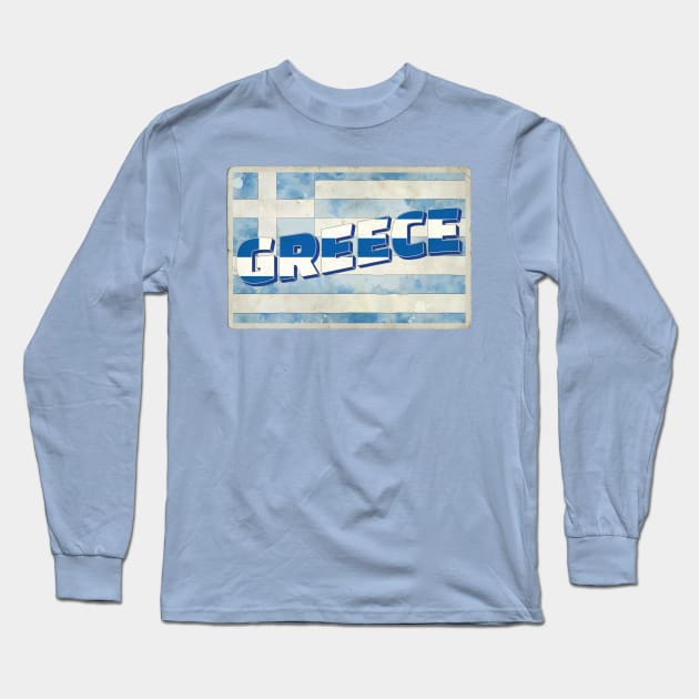 Greece Vintage style retro souvenir Long Sleeve T-Shirt by DesignerPropo